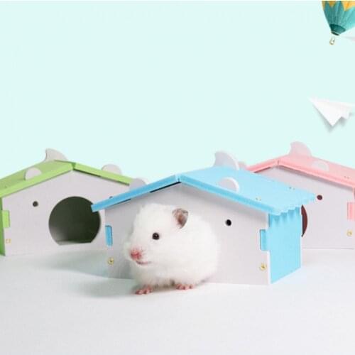 2021 Lovely Small Pet Hamster Mice Squirrel Wooden Sleeping House Nest Toy Cage Decor hamster accessories for petits animaux