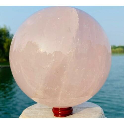 8.35LB Natural Pink Rose Quartz sphere Crystal Ball Healing Mineral Stone