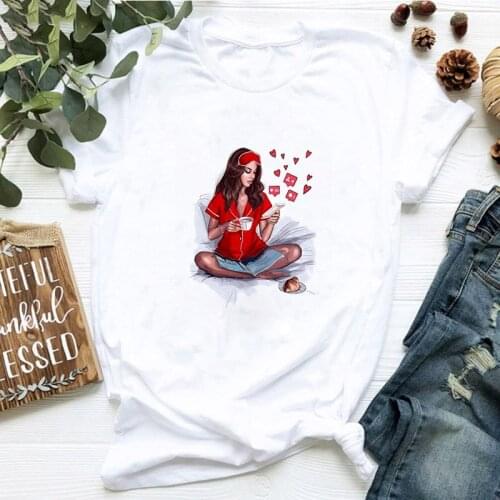 T-shirts Top for Women Fashion Beauty Print Summer Tshirt Lady Harajuku Graphic Short sleeve T Shirt Ladies Female Tee Clothing