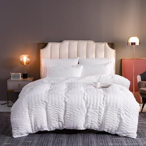 Nordic Soft Cute Solid White Duvet Cover Quilt Twin Size Bed Comforter Set Luxury Bedding Set Bed Linens Polyester