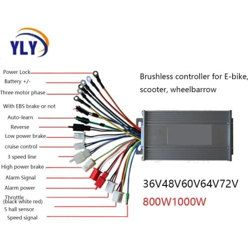 High power 800W 1000W brushless electric bicycle scooter motor controller with reverse function