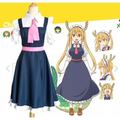Japanese Anime Miss Kobayashis Dragon Maid Tohru Cosplay Costume Women Dress Halloween Party Costumes