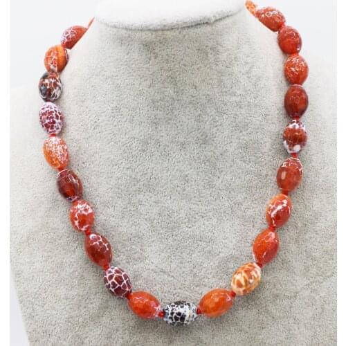 Red fire agate faceted 12*16mm necklace 18inch FPPJ wholesale beads nature for woman gift
