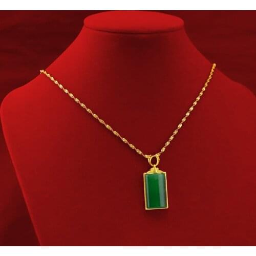 FASHION 14K GOLD CHAIN NECKLACE JEWELRY WOMENS GEMSTONE AGATE PENDANT NECKLACE FEMALE JADE CLAVICLE NECKLACE ANNIVERSARY GIFT