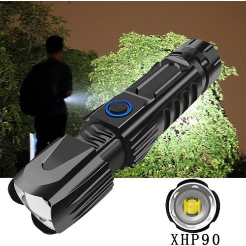 Powerful flashlight zoomable XHP90 LED Flashlight USB Rechargeable 26650 Flashlight Torch 5 Modes #4