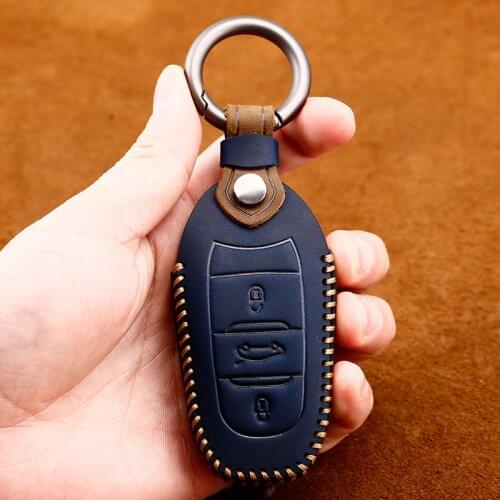 Genuine Cowhide Key Case For Citroen C4 Grand Picasso C3 C2 C5 Aircross X7 Cactus Berlingo Remote Cover Chain Car Accessories
