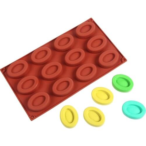 New 12-cavity Silicone Oval Doughnut Mold Small Cake Chocolate Pancake Moulds for Baking Mini Dessert Kitchen DIY Handmade Tools