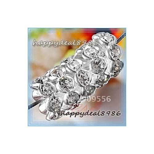 P01-4,wholesale! Free shipping! 4mm Silver plated rondelle Wave edge rhinestone crystal spacer beads,Grade A,100pcs/lot