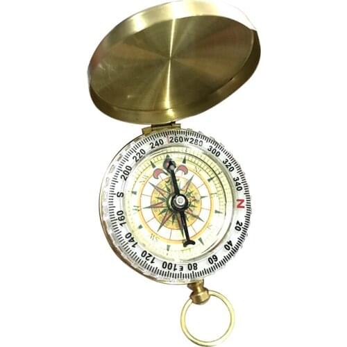Portable Camping Hiking Compass Pure Copper Clamshell Luminous Compass Outdoor Activities Pointing Guide Tools