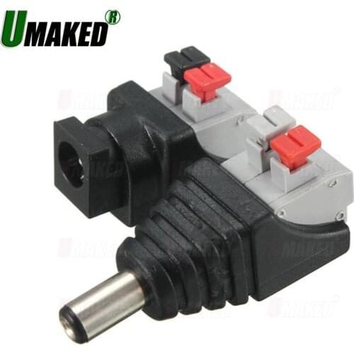 Led Strip Connector Press Type No Welding Power Male Female 5.5x2.1 DC Jack Adapter Plug for 3528 5050 Led Strip Quick Plug