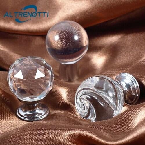 Furniture Cabinet Crystal Glass Wardrobe Kitchen Door Pull Modern Simple Single Hole Knob For Cupboard Drawer Room Hardware