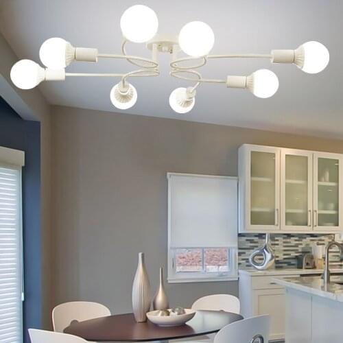 Nordic white iron ceiling lamp iron art living room simple bedroom ceiling lamp