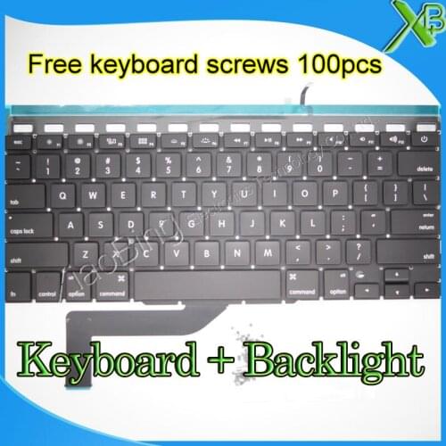 Brand New For MacBook Pro Retina 15.4" A1398 US keyboard+Backlight Backlit+100pcs keyboard screws 2013-2015 Years