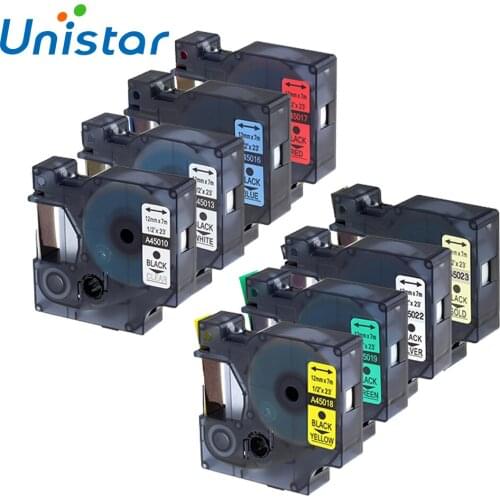 Compatible for Dymo Tape 12mm 45010 45013 45016 45017 45018 45019 45022 45023 Mixed Colors Label Ribbons for Dymo for D1 Printer