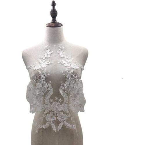 Luxury White Black Wedding Embroidered Floral Lace Appliques Collar Corsage Sewing Trimmings Dress Guipure Embellishments 2019