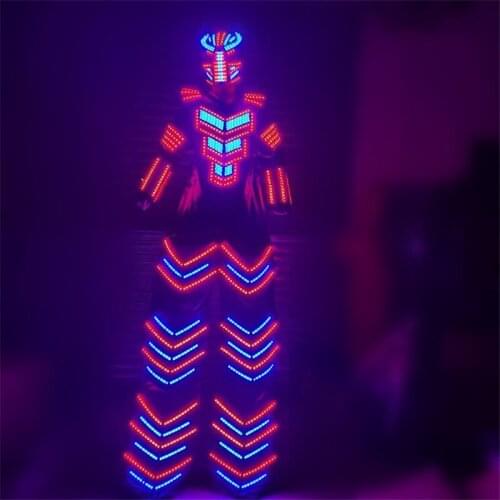 P52 Ballroom dance led light costumes dj wears RGB colorful robot men performance dress clothing bar luminous outfit disco show