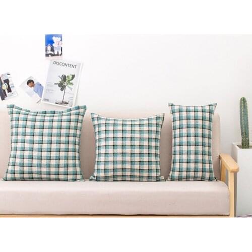 Woven Plaid Pillowcase 50X50cm Yarn-dyed Imitation Linen Decorative Pillow Covers 30x50 Waist Pillow Case Customized