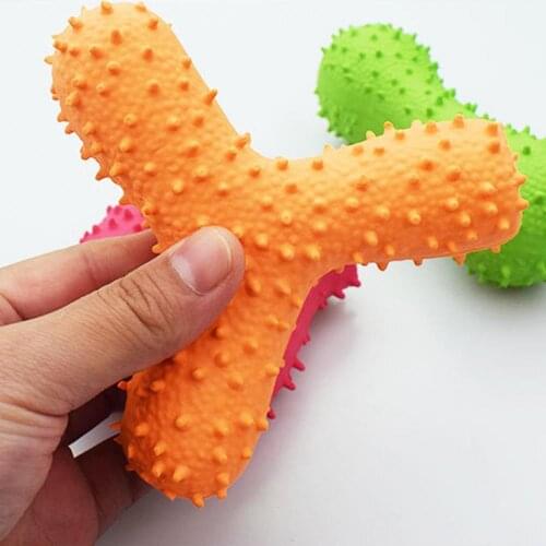 Pet Latex Pierced Bones Multi-shape Vocal Bite-resistant Teeth Cleaning Dog Toys Chewing Toy Molar Teeth Puppy Dental Care