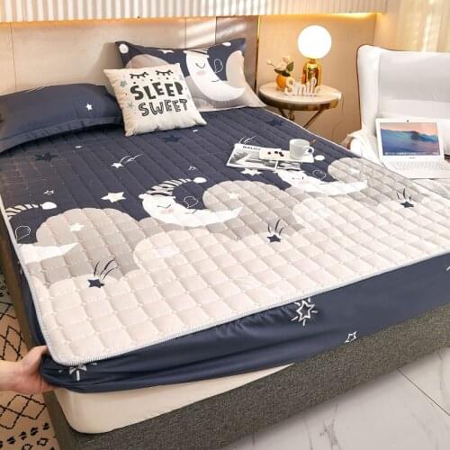 100% Cotton Waterproof Bed Mattresses Cover Washable Bed Cover Multicolor Thickened Mattress Protector Flat Bedspreads