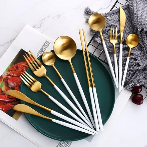Top Quality Dinnerware Steak Knife Fork Coffee Spoon Butter Knives Chopstick Dessert Knife Ice Spoon Stainless Steel Cutlery Set