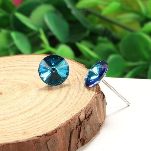 Silver Stud Earrings 925 Sterling Silver Brown/Champagne Crystal Stud Earrings for Women Girls Wedding Party Fine Jewelry