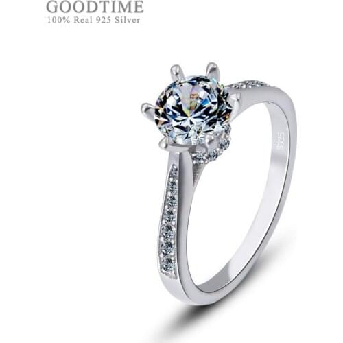 GOODTIME Noble Pure 925 Solid Silver Ring Romantic Zirconia Wedding Bridal Silver Rings For Women Girl Party Jewelry Gift