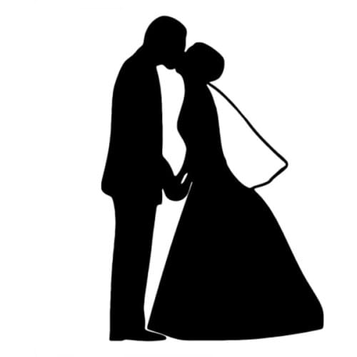 30x21cm Ged Married Sweet Kiss Bride Groom Design Wedding Car Sticker Decor Window Rear Windshield Decal Stickers CL262