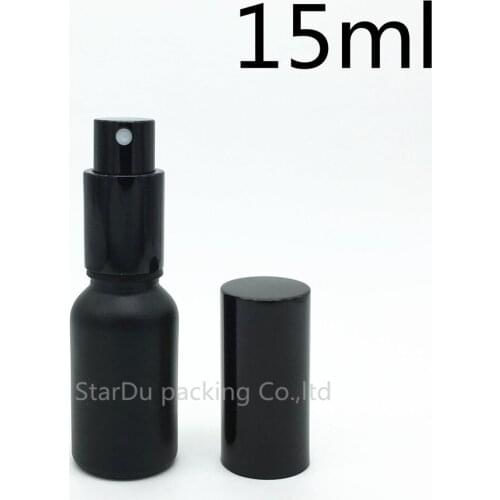 480pcs 15ml black Frosted glass bottle with black aluminum sprayer,15cc Essential Oil Spray perfume bottle