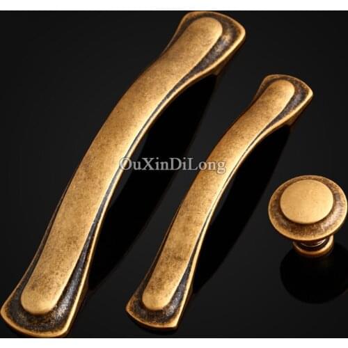 8PCS European Retro Pure Brass Kitchen Door Furniture Handles Hardware Cupboard Drawer Wardrobe Cabinet Pull Handles & Knobs