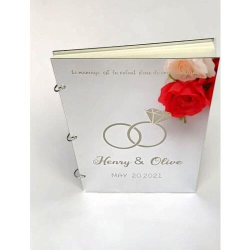 A5 B5 A4 Acrylic Mirror Guest Book Personalized Party DIY Signture Notbook for Wedding