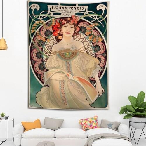 Alphonse Mucha Custom Tapestry Wall Tapestry Wall Hanging Blanket Bedroom Farmhouse Decor Boho Decor Home Decoration