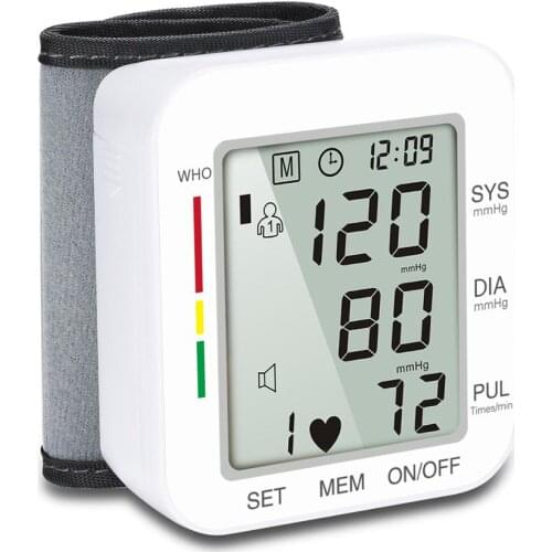 Automatic Tonometer Digital Wrist Blood Pressure Monitor Medical Sphygmomanometer Pressure Meter Pulse Heart Beat Rate Meter