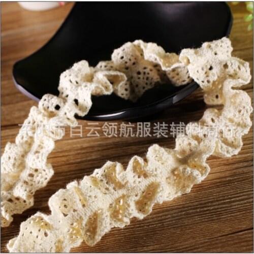 Free Shipping 15Yards DIY Lace Handmade,100% Cotton Elastic Lace Ribbon,Lace Tape For Wedding 25mm Width