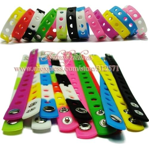 17 Colors 18cm Soft Silicone Wristbands Bracelets fit with Shoe Charms Fashion Decoration Sports Style Children Gift