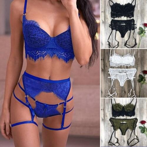 Hot Bralette and Panties Push Up Lingerie Lace Babydoll Fashion New Sexy Bra Open G-String Underwear Nightwear Bra & Brief Sets