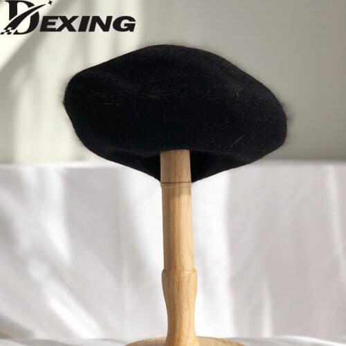 Autumn Winter Hat Rabbit Fur Berets French Artist Beret Women Painter Hat Vintage Girls Berets Female Warm Walking Cap