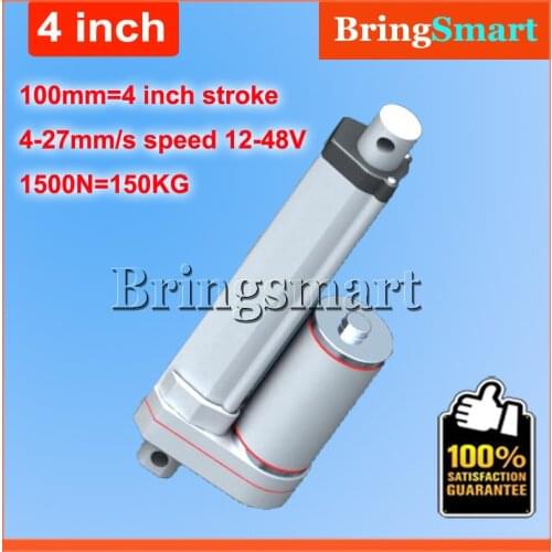 4Inch 100mm Stroke 12V DC Electric Linear Actuator 4-27mm/s 150KG Load 12-36V DC 1500N Heavy Duty Tubular Electric Motor 24V