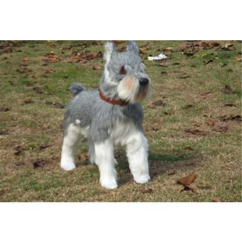 Fancytrader Realistic Gray Schnauzer Plush Toys for Children Simulated Dogs Animals Doll 40cm 16inch Kids Gifts