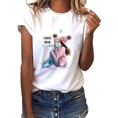 Fashion Tshirt leisure t shirt women Super Mom Printed T-shirt Harajuku O-neck Short Sleeved tshirt Ladies
