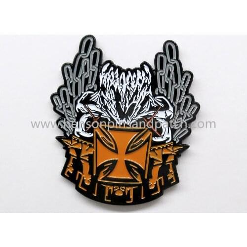 Customized black metal soft enamel figure pin badge
