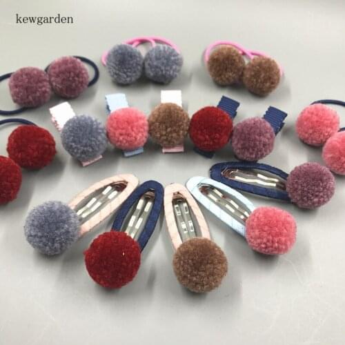 Kewgarden Girls Safety Lovely Ball Gripper Hairball Set Hairbands Hairclips Hairpins Children Hair Clip Hair Accessories 3 Pcs