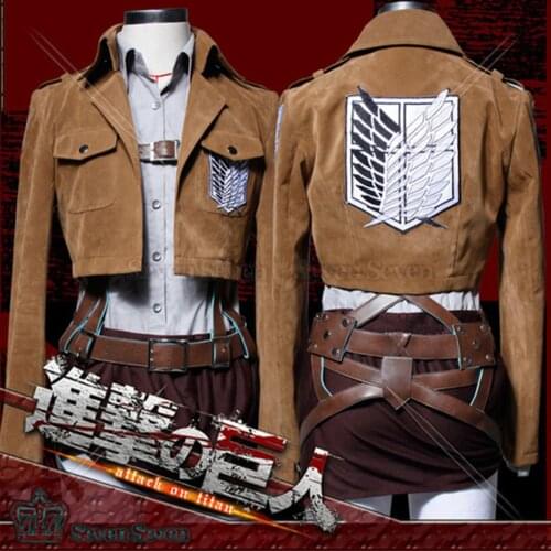 Hot Anime Attack on Titan Costumes Set Shingeki no Kyojin Cosplay Recon Corps Leather Harness Belt Apron Skirt Scouting Legion