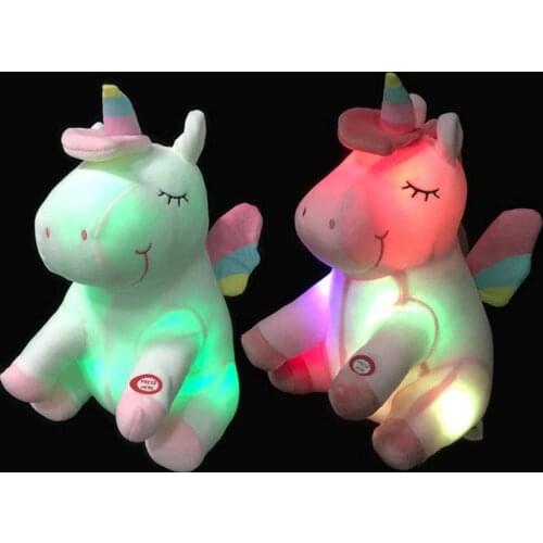 Creative Luminous LED Unicorn Plush Toys Glowing Stuffed Animals Toy Cute Light Up Doll Children Kids Girls Xmas Birthday Gifts