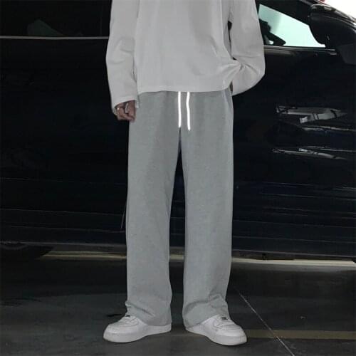 Summer New Mens Thin Loose And Versatile Straight Solid Color Sweatpants Pants