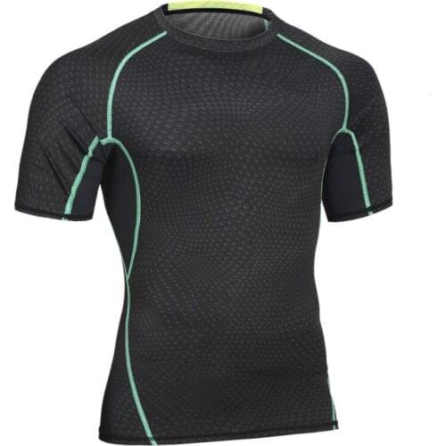 Fashion 2020 spring summer compression tight short sleeve Fish scales skinny bodybuilding elastic stretch tshirts joogers tops