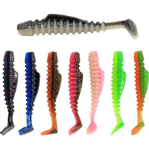 Wokotip Soft Lures 8cm/4.5g 12cm/14.5g Baits Fishing Lure Leurre Shad Double Color Silicone Bait T Tail Wobblers