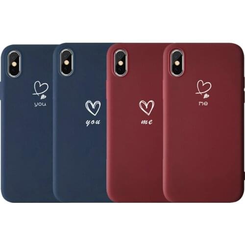 English Word Love Dark Blue Wine Red Pattern Matte Soft Phone Case for IPhone 6 6s 7 8 7Plus 8Plus X XS XR XSmax SE 2020