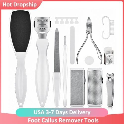 22Pcs/Set Manicure Foot Care File Set Dead Hard Skin Callus Remover Scraper Pedicure Rasp Tool Feet Care Tool Kit Stainless Tool