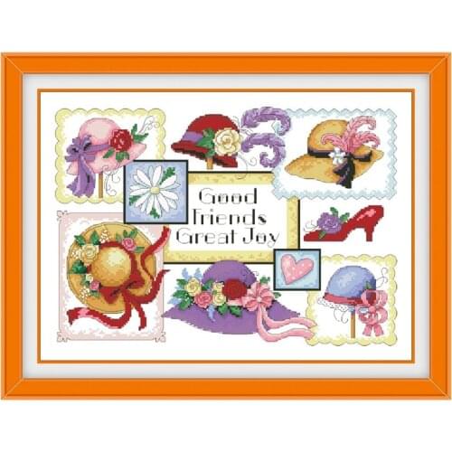 Beautiful hat cross stitch kit aida fabric 18ct 14ct 11ct unprint canvas cotton thread cross stitch kits for adults