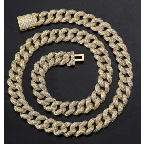 New 12mm Bubble Dense Diamond Cuban Chain Micro-inlaid Zircon Hiphop Hip Hop Necklace Rap 7/8/16/18/20/22/24inchBig Gold Chain